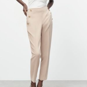 Zara Straight leg trouser with gold metallic button L